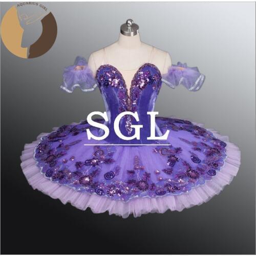 Adult Purple Tutu Skirts Women Professional Ballet Tutus For Dance Show Stage Costume For Spanish Dnace Lilac Fairy AT1163