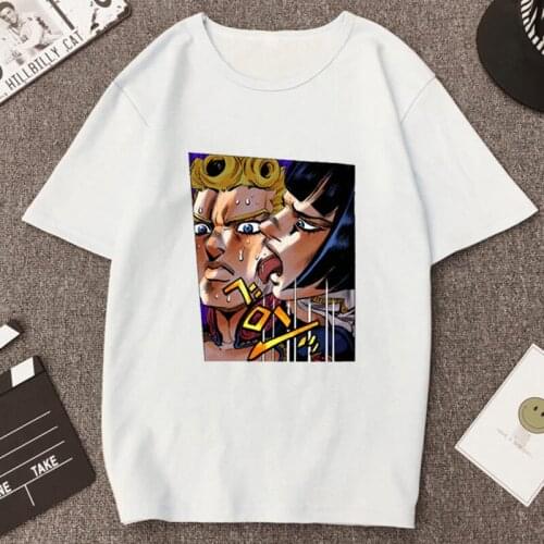 Japanese Anime JoJos Bizarre Adventure Printed T Shirt Stardust Crusaders Stand Proud Fashion Short Tee Summer Casual Tops