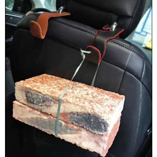 PU Leather Universal Car SUV Back Seat Headrest Hanger Storage Hooks For Groceries Bag Handbag