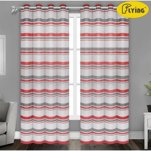 Flying European Stripe design home decoration modern curtain tulle for Living room fabrics organza sheer panel window treatment
