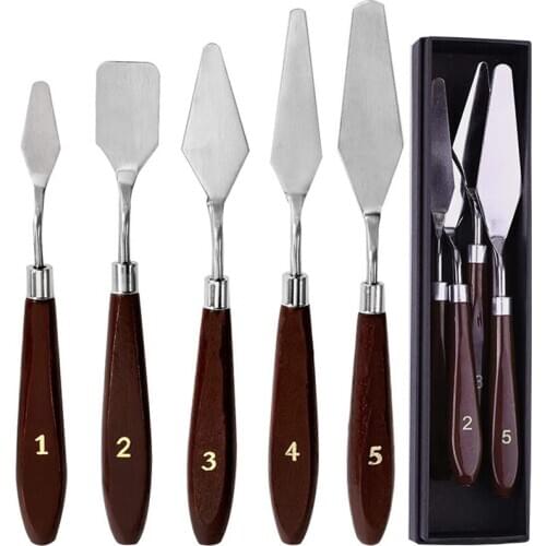 LMDZ 5 Pcs Painting Knives, Spatula Palette Knife Painting Mixing Scraper, Stainless Steel Painting Knife Set for Oil Painting