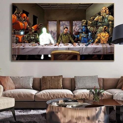 Marvel Avengers Infinity War Last Supper Canvas Painting Iron Man Poster Prints Wall Art Pictures for Living Room Decor Cuadros