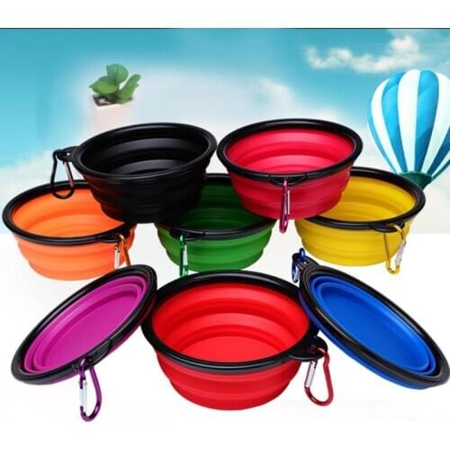 Dog Bowl Foldable Eco Firendly Silicone Pet Cat Dog Food Water. Feeder Travel Portable Feeding Bowls Puppy Doggy Food Container