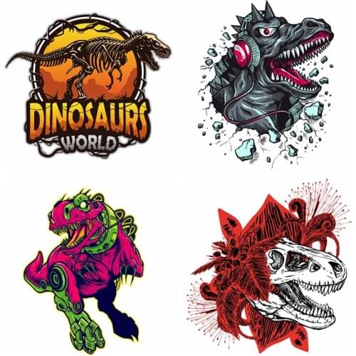 Fashion Jurassic Park Heat Transfers Dinosaur On Patches For Clothes T-shirt Thermal Transfer Stickers Wholesale Accessories DIY