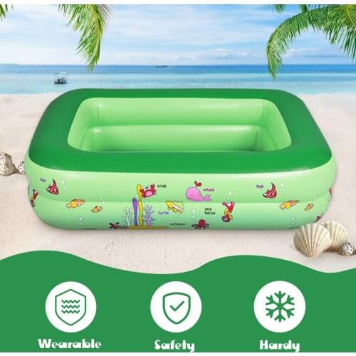 Cartoon Inflatable Swimming Pool Rectangular Summer Outdoor Backyard Water Play Pool Bathtub for 1-2 Kids Children 43x35x16inch