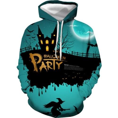 2021 Mens 3D Printed Halloween Hoodie Street Trend Casual Pullover Tops Pocket Hoodies for Boy