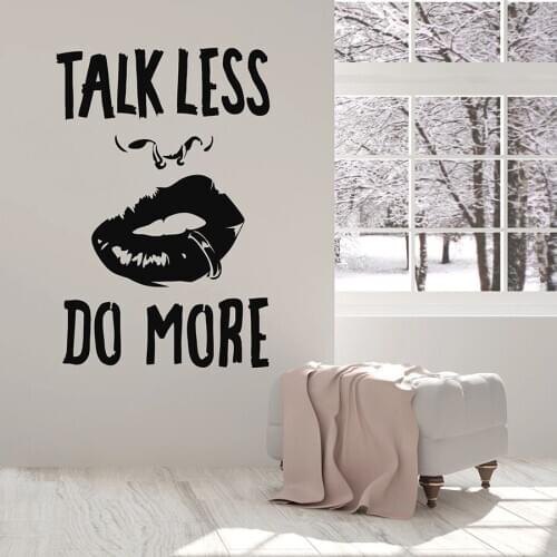 Lettering Wall Decal Quote Talk Less Do More Sexy Girl Lips Vinyl Window Stickers Creative Mural Woman Bedroom House Decor Q106