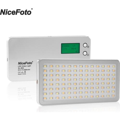 NiceFoto SL-80A 3200K-6500K Pocket LED Video Light Photographic Fill Light Built-in Battery for Still Life Live Show Interview