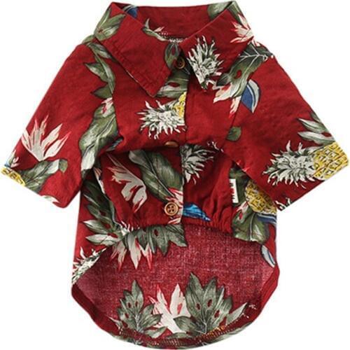 New Summer Beach Shirt Dog Cute Print Hawaii Beach Casual Pet Travel ShirtShort Sleeve Small Dog Cat Blouse