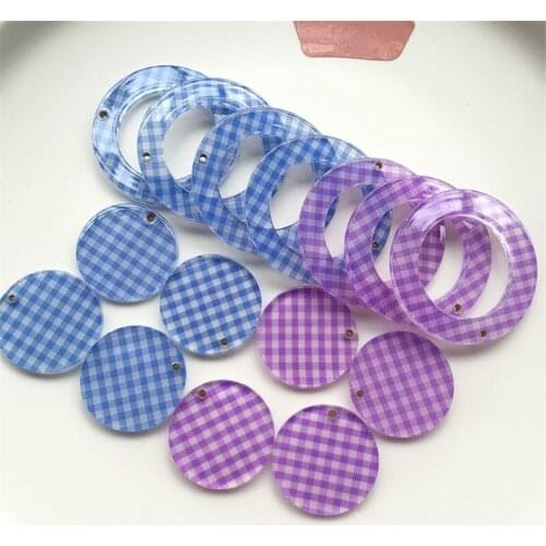 New style 40pcs/lot color lattice print geometry rounds shape acrylic beads diy jewelry earring/garment pendant accessory