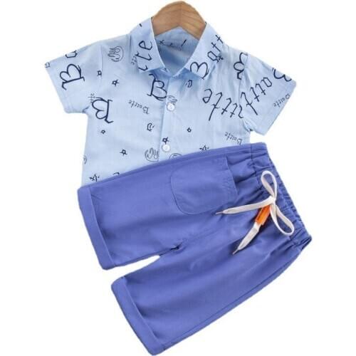 Baby Boys Girls Clothing Toddler Shirt Shorts 2Pcs/sets Summer Children Turn-down Collar Clothes Infant Kids Fashion Sport Suits