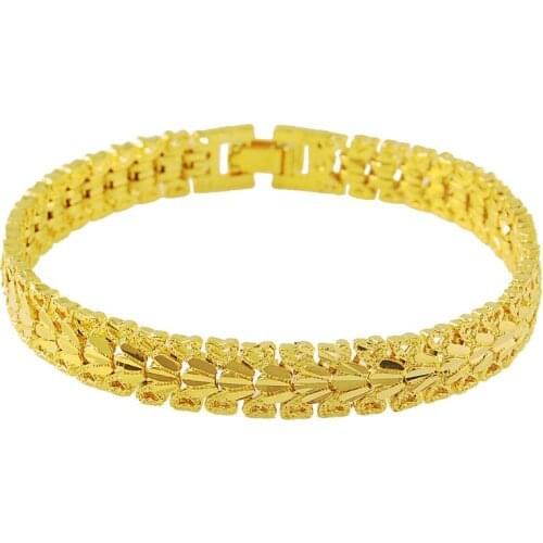 Genuine 24K Gold Bracelet 8MM Car Flower Bracelet Womens & Mens Jewelry Gifts