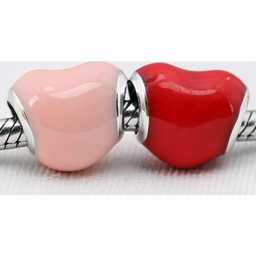 Original Red Enamel In My Love Heart Beads Fit 925 Sterling Silver Bead Charm Women Bracelet Bangle Diy Jewelry