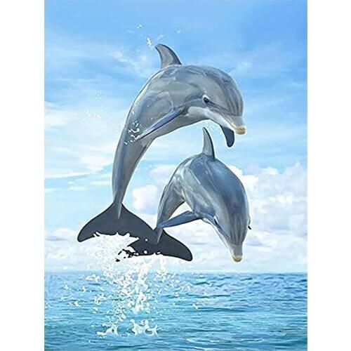 Ocean Dolphin Diamond Painting Round Full Drill Nouveaute DIY Mosaic Embroidery 5D Cross Stitch Sea Animal Pattern