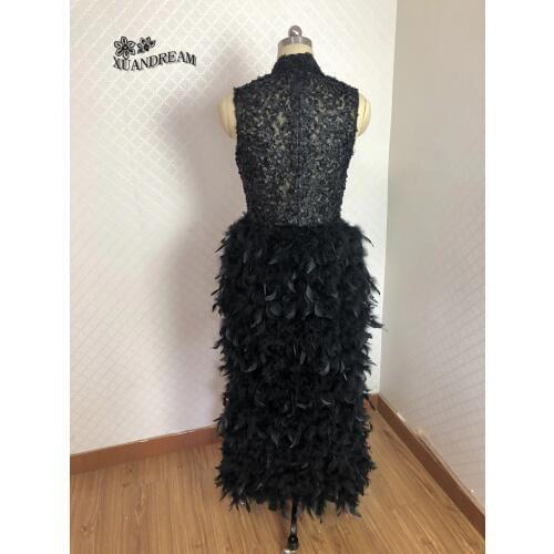 Hot feather evening gown robe de soirée élégante formal dress women elegant dinner party evening dresses 2019 made in china