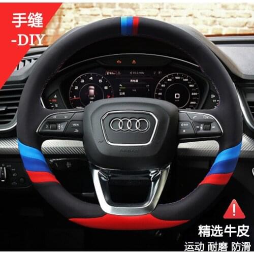 Suitable for Audi Q5L A4L A6L Q2LQ3 A3 A5 A8 Q7 TT hand-sewn leather steering wheel cover