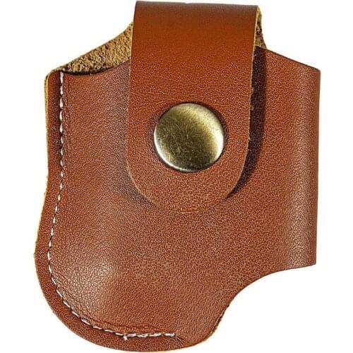 Portable Brown Waist Lighter Leather Case Box Ordinary Lighter Protective Cover