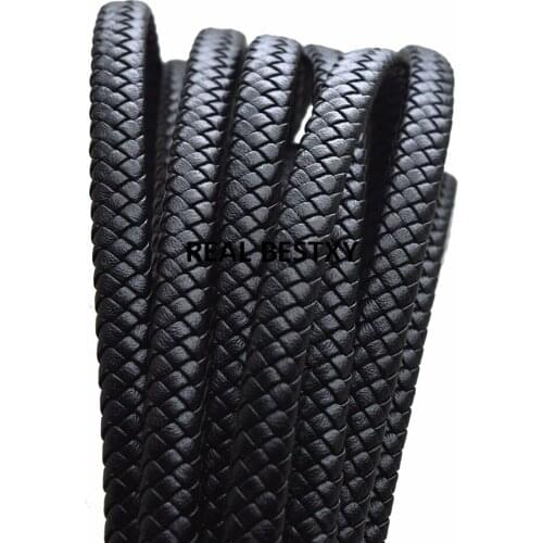 2m/lot approx 10*5mm black Leather Cord For DIY Men Bracelet Jewelry Making Flat Braid Cord Accessories Findings Handmade Gift
