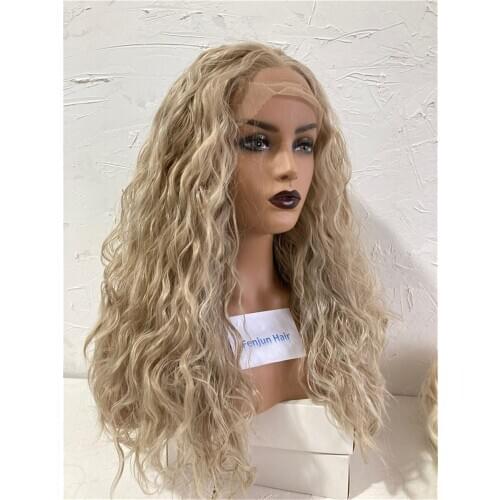 Highlight Blonde Synthetic Lace Wig with Baby Hair Glueless Curly Lace Front Wig Synthetic Hair 150% Density