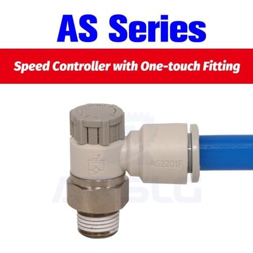 10pcs/lot elbow fittings AS1201F Flow control valve Regulator valve Speed control valve gas fitting AS2201-M5-04A