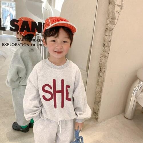 2021 Solid Spring Autumn Childrens Clothes Set Baby Boys Coat + Pants 2pcs/Set Kids Costume Teenage Girl Clothing High Quality