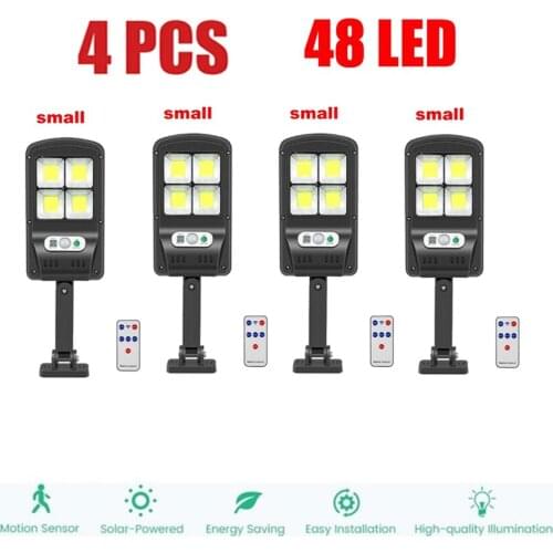 4pcs remote 48-128 Solar light Waterproof Solar Garden light Bulb PIR Motion Sensor lamp Wall Mounted Outdoor Stree floodlight