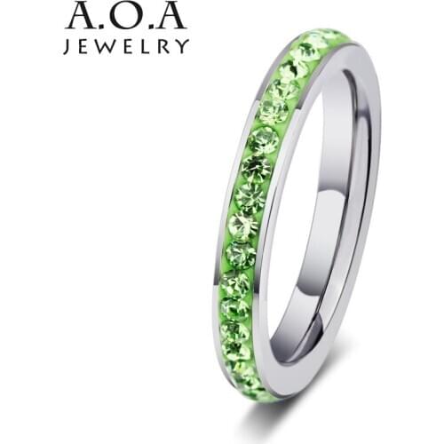 Top Quality 316L Stainless Steel 5 Colors Crystal Ring Fashion Weeding CZ Crystal Ring For Women Gift