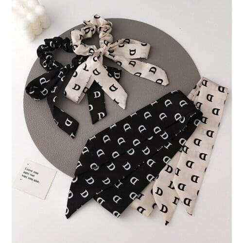VSnow Unique Design Black White Color Letter D Hairband for Women Korean Fashion Bow-knot Party Girls Gifts Hair Accessories