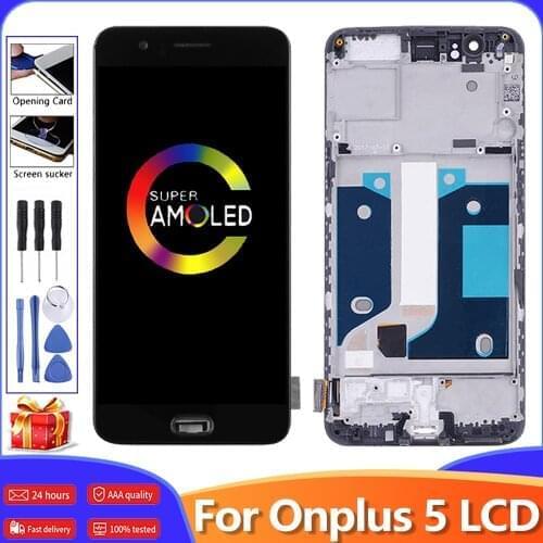 5.5" AMOLED Display For Oneplus 5 LCD Touch Screen Digitizer With Frame Replacement For One Plus 5 A5000 1+5 LCD Screen Display