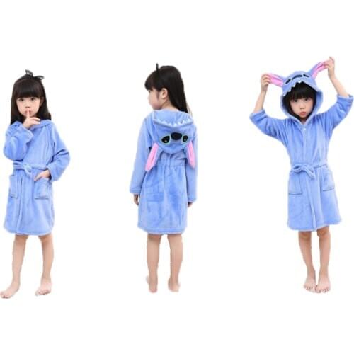 Boys Girl Winter Kigurumi Unicorn Licorne Animal Cartoon Bathrobe Children Pajamas Sleepwear Homewear Cosplay Bathrobes Towels