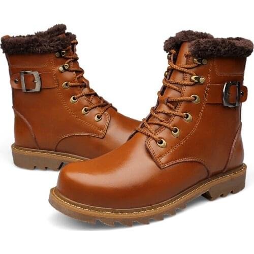 Winter Men Boots Genuine Leather Men Snow Boots Top Quality Safety Shoe For Man Waterproof Boots Men Footwear Big Size ujk