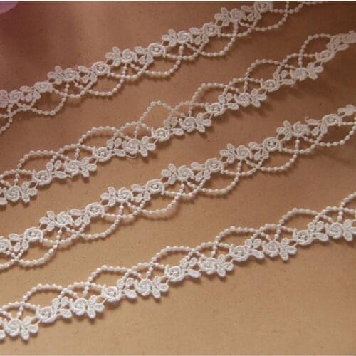 15Yards 1.5cm Width Polyester Lace Trim White Black Lace Applique for Clothes Home Textiles Apparel Sewing Lace Fabric