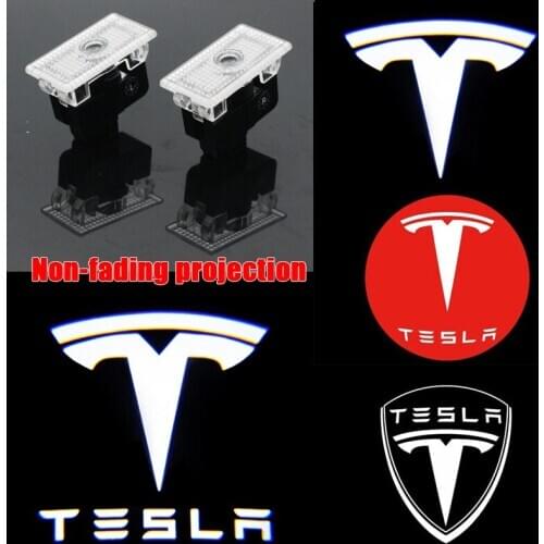 2PcsWelcome Lamp Car Led Courtesy Car Door Signal Lamp Puddle Lights Projector Light Ghost Shadow Lights for Tesla Model S X