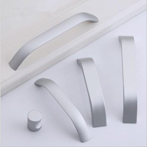 4 Pieces Simple Silver Aluminum Alloy Solid Thick Desk Drawer Shoe Cabinet Door Handle