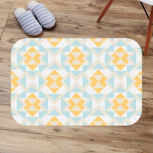 Abstract Geometric Pattern Anti Slip Bathroom Mat Coral Fleece Bath Floor Carpet Washable Toilet Rugs Custom Doormat