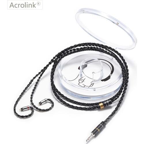 Acrolink 2Pin Connector 3.5mm Plug 8-Core 99.99% pure silver Earphone Cable For W4R SE3 SE5 UM3X With Ear Hook