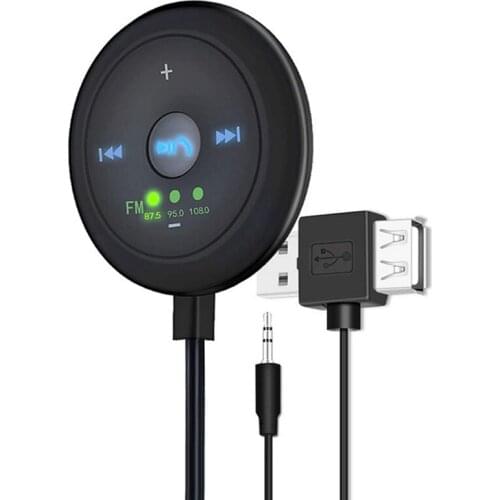 Bluetooth Car Kit FM Tramsmitter Receiver 3.5mm AUX Audio Hands-Free Calling Adapter Builtin Microphone with LED Display