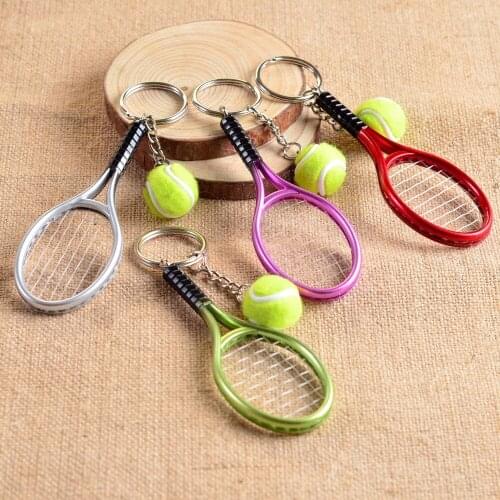 FREE SHIPPING BY DHL 120pcs/lot New Mini Tennis Keychains Tennis Racket Shaped Keyrings for Sports Gifts