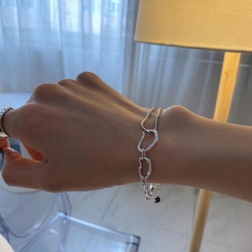 925 Sterling Silver Ins Irregular Chain Geometry Bracelet For Women Couple Trendy Elegant Birthday Party Gift fine Jewelry B172