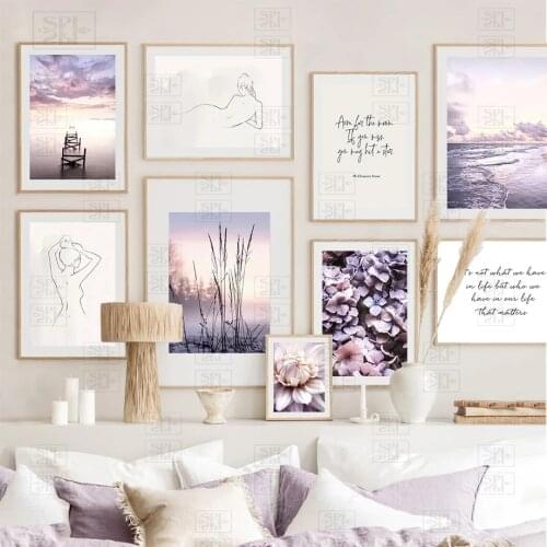 Flowers and Plants Canvas Painting Abstract Line Geometric Girls Pictures Nordic Bedroom Decoration Wall Art Print Posters