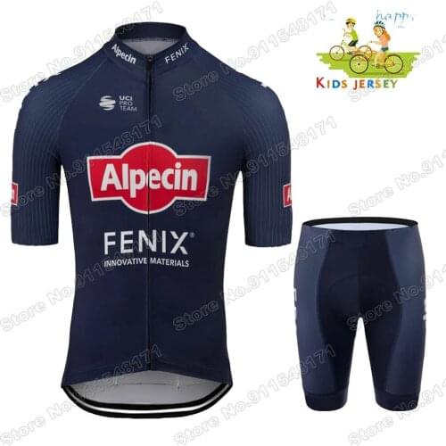 Cycling Jersey Set Kids Alpecin Fenix Team 2021 Boys Girls Cycling Clothing Children Road Bike Suit MTB Ropa Ciclismo