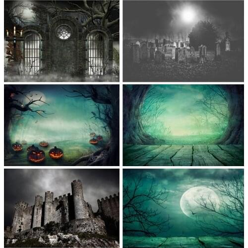 Halloween Backdrop Tombstone Castle Pumpkin Lantern Moon Baby Portrait Photography Background For Photo Studio Props 1911CXZM-53