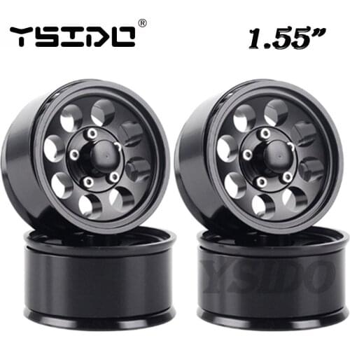 YSIDO 4Pcs 1.55" Aluminum Alloy Wheel Rim Silver/ Black for 1/10 RC Crawler Car Axial SCX10 D90 TF2 Tamiya CC01 LC70 LC80