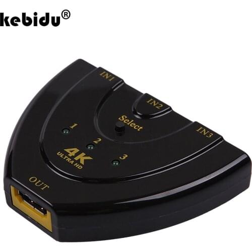 Kebidu HDMI-compatible Switch 3 Port 4K*2K Switcher Splitter Box Ultra HD for DVD HDTV for Xbox PS3 PS4