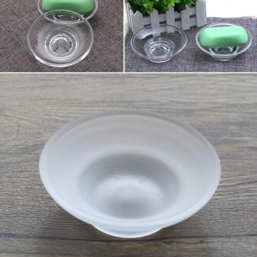 Soap Dish Round Glass Storage Box Clear Holder Accessories For Shower Bathroom Hotel