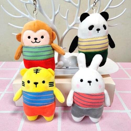 Cute Cartoon Rabbit/Panda/Tiger/Monkey Plush Stuffed Toy Keychain Pendant Doll For Children Kids