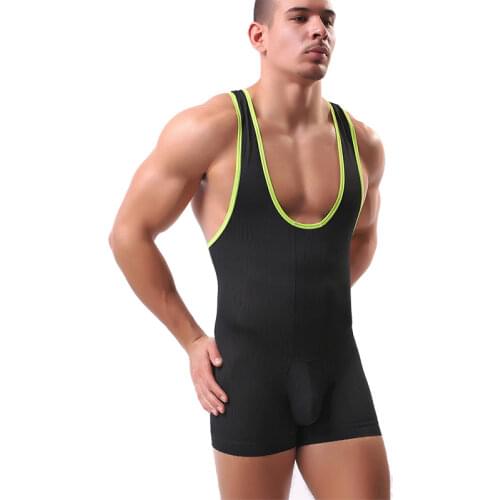 Mens Bodybuilding Underwear Shapers Sexy Stretch Tight Males Leotard Wrestling Singlet Jumpsuit Shapers Bodysuit Tank