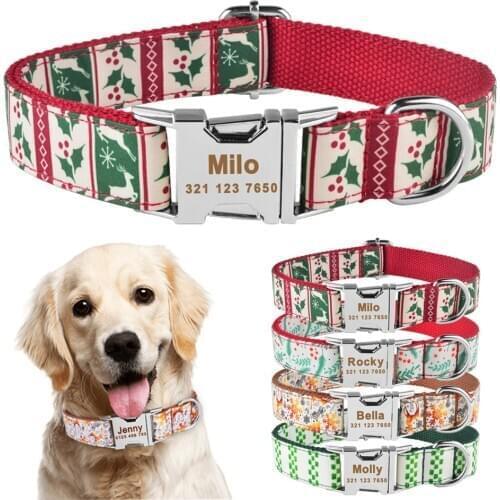 Dog Collar Adjustable Personalized Durable Nylon Free Engraved ID Name Boy Girl Collar Perro Chihuahua Nylon Necklace Puppy