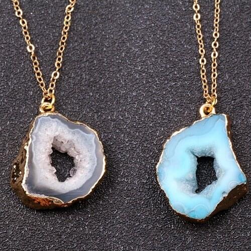 Natural gray crystal quartz pendants necklace for Women Girls
