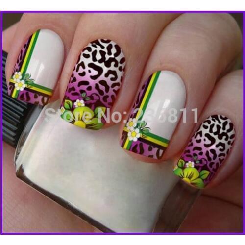 1X Nail Art Water Transfers Stickers Nail Decals Stickers Water Decal (18.5X12.5cm) Flowers Tiger Leopard SY-A10-12